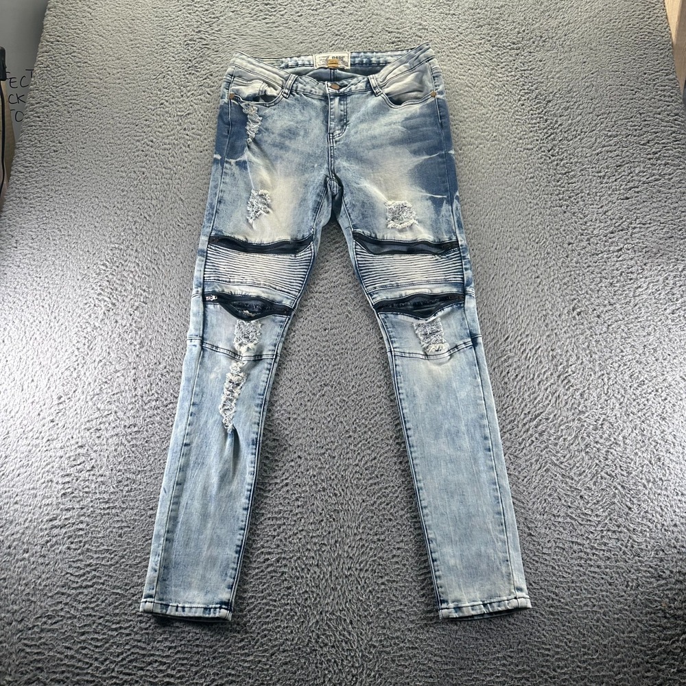Soho Babe Jeans Womens 11 Blue Cotton Denim Skinny Workwear Stretch Distressed